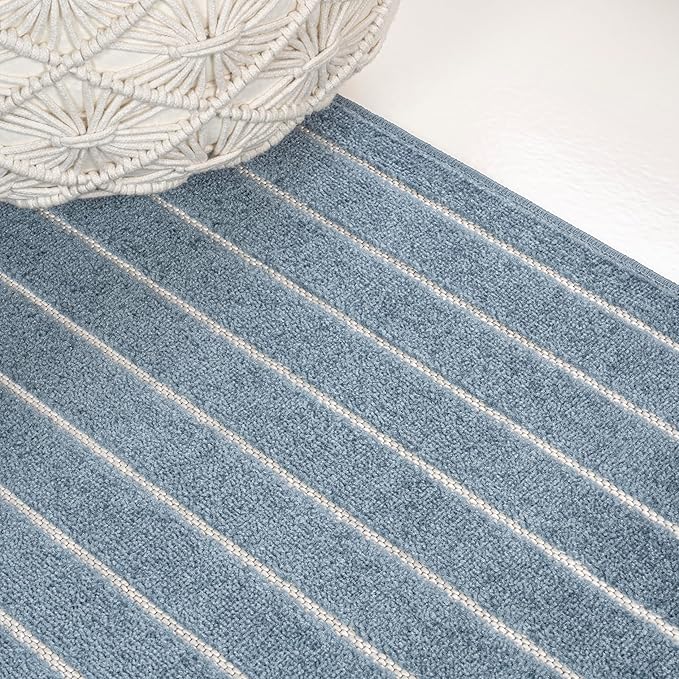Eyely NCS101D-8 Odense High-Low Minimalist Angle Geometric Dark Blue/Cream 8 ft. x 10 ft. Indoor/Outdoor Area Rug, for Home, Backyard, Patio, Porch, Bedroom, Kitchen, Living Room