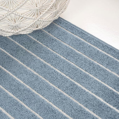 Eyely NCS101D-4 Odense High-Low Minimalist Angle Geometric Dark Blue/Cream 4 ft. x 6 ft. Indoor/Outdoor Area Rug, for Home, Backyard, Patio, Porch, Bedroom, Kitchen, Living Room