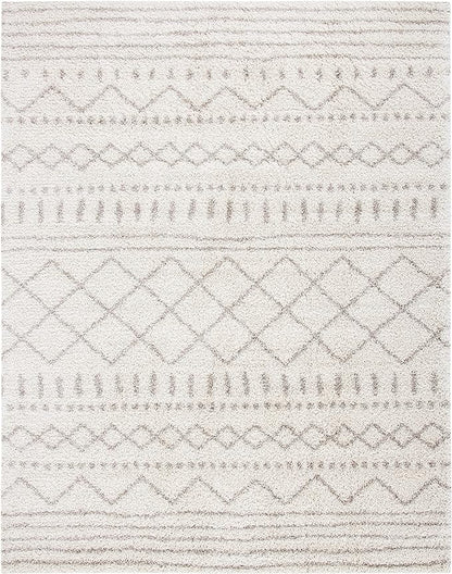 SAFAVIEH Arizona Shag Collection Area Rug - 9' x 12', Ivory & Beige, Moroccan Design, Non-Shedding & Easy Care, 1.6-inch Thick Ideal for High Traffic Areas in Living Room, Bedroom (ASG741A)
