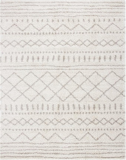 SAFAVIEH Arizona Shag Collection Area Rug - 10' x 14', Ivory & Beige, Moroccan Design, Non-Shedding & Easy Care, 1.6-inch Thick Ideal for High Traffic Areas in Living Room, Bedroom (ASG741A)