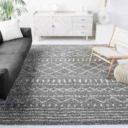 SAFAVIEH Arizona Shag Collection Area Rug - 9' x 12', Brown & Ivory, Moroccan Design, Non-Shedding & Easy Care, 1.6-inch Thick Ideal for High Traffic Areas in Living Room, Bedroom (ASG741B)