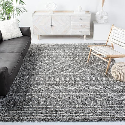 SAFAVIEH Arizona Shag Collection X-Large Area Rug - 11' x 15', Brown & Ivory, Moroccan Design, Non-Shedding & Easy Care, 1.6-inch Thick Ideal for High Traffic Areas in Living Room, Bedroom (ASG741B)