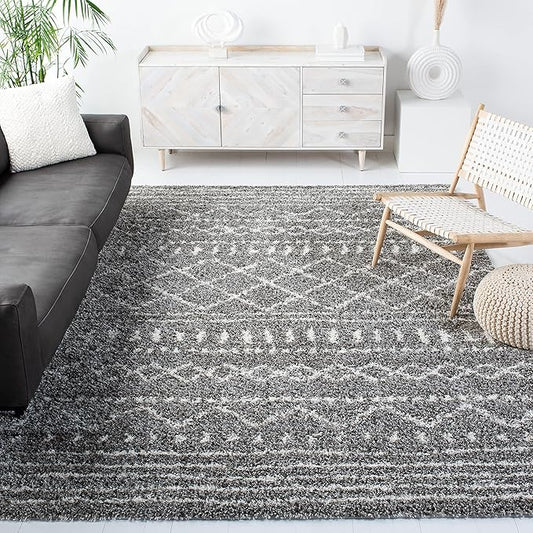 SAFAVIEH Arizona Shag Collection X-Large Area Rug - 11' x 15', Brown & Ivory, Moroccan Design, Non-Shedding & Easy Care, 1.6-inch Thick Ideal for High Traffic Areas in Living Room, Bedroom (ASG741B)
