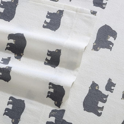 Eddie Bauer - King Sheets, Cotton Flannel Bedding Set, Brushed For Extra Softness, Cozy Home Decor (Bear Family, King)