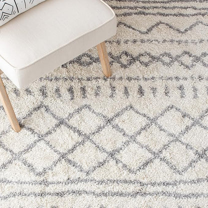 SAFAVIEH Arizona Shag Collection Area Rug - 10' x 14', Ivory & Grey, Moroccan Design, Non-Shedding & Easy Care, 1.6-inch Thick Ideal for High Traffic Areas in Living Room, Bedroom (ASG741F)