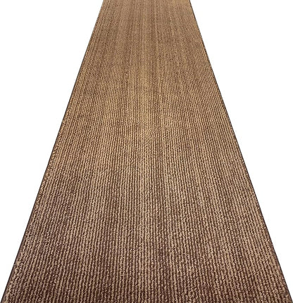 Custom Length Cut to Size Wide Width Carpet Runner Rug for Hallways, Slip Resistant Latex Rubber Backed, 31 inch Wide X Customized Length, Stripe Brown, 31 inch X 6 feet