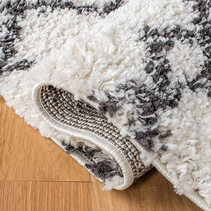 SAFAVIEH Arizona Shag Collection X-Large Area Rug - 11' x 15', Ivory & Black, Moroccan Design, Non-Shedding & Easy Care, 1.6-inch Thick Ideal for High Traffic Areas in Living Room, Bedroom (ASG741Z)