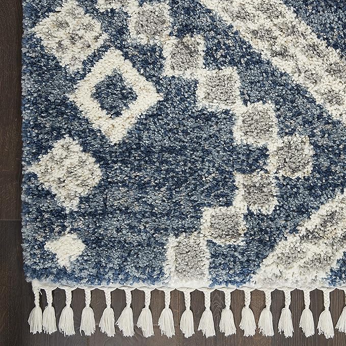 Nourison Home Scandinavian Shag Denim Blue 5'3" x 7'9" Area Rug, Easy Clean, Non Shedding, Bed Room, Living Room, Dining Room, Kitchen (5x8)