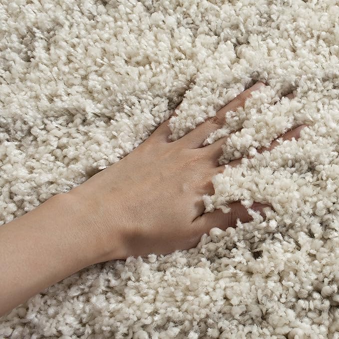 SAFAVIEH Area Rug 8x10 - Arizona Shag Collection - Large - Ivory & Beige, Moroccan Design, Non-Shedding & Easy Cleaning, Ultra Plush Thick Pile, Ideal for Living Room, Bedroom, Dining Space (ASG741A)