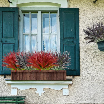 8 Pcs Outdoor Fake Plants UV Resistant Artificial Tall Grass Plants Faux Tropical Flowers Bushes Décor Fall Winter Summer Planters Patio Front Door Porch Plastic Greenery & Shrubs Decoration