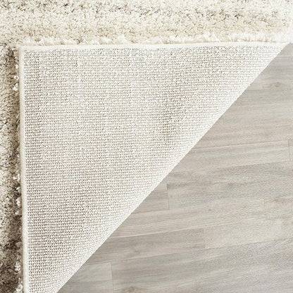 SAFAVIEH Arizona Shag Collection Area Rug - 3'2" Square, Ivory & Beige, Moroccan Design, Non-Shedding & Easy Care, 1.6-inch Thick Ideal for High Traffic Areas in Living Room, Bedroom (ASG741A)