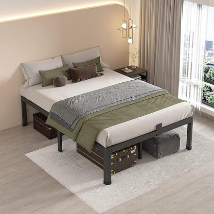 MAF 12 Inch Queen Metal Platform Bed Frame with Round Corner Legs, Mattress Slide Stopper, 3000 LBS Heavy Duty Steel Slats Support, No Box Spring Needed, Noise Free