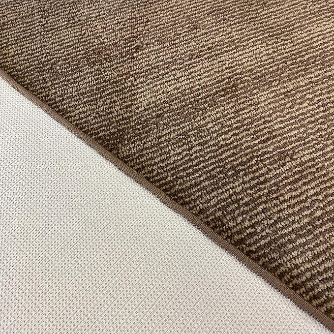 Custom Length Cut to Size Wide Width Carpet Runner Rug for Hallways, Slip Resistant Latex Rubber Backed, 31 inch Wide X Customized Length, Stripe Brown, 31 inch X 29 feet