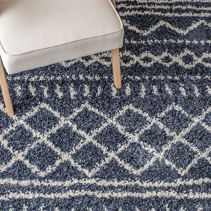 SAFAVIEH Arizona Shag Collection Area Rug - 2'6" x 14' Runner, Slate Blue & Ivory, Non-Shedding & Easy Cleaning, Plush Thick Pile, Ideal for Living Room, Bedroom, Dining Space (ASG741L)