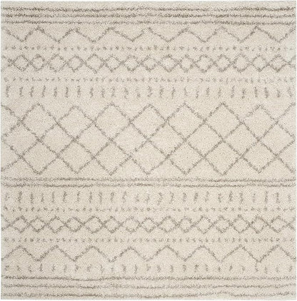 SAFAVIEH Arizona Shag Collection Area Rug - 11' Square, Ivory & Beige, Moroccan Design, Non-Shedding & Easy Care, 1.6-inch Thick Ideal for High Traffic Areas in Living Room, Bedroom (ASG741A)