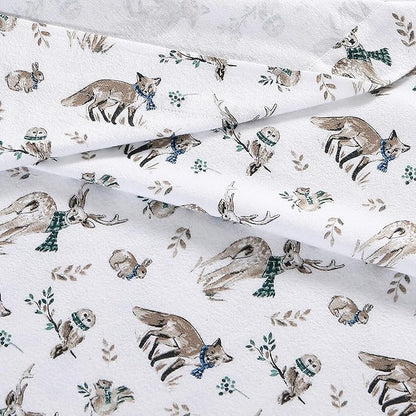 Eddie Bauer - Full Sheets, Cotton Flannel Bedding Set, Brushed For Extra Softness, Cozy Home Decor (Woodland Friends, Full)