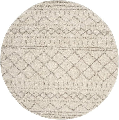 SAFAVIEH Arizona Shag Collection 11' Round Ivory/Beige ASG741A Moroccan Non-Shedding 1.6-inch Thick Area Rug