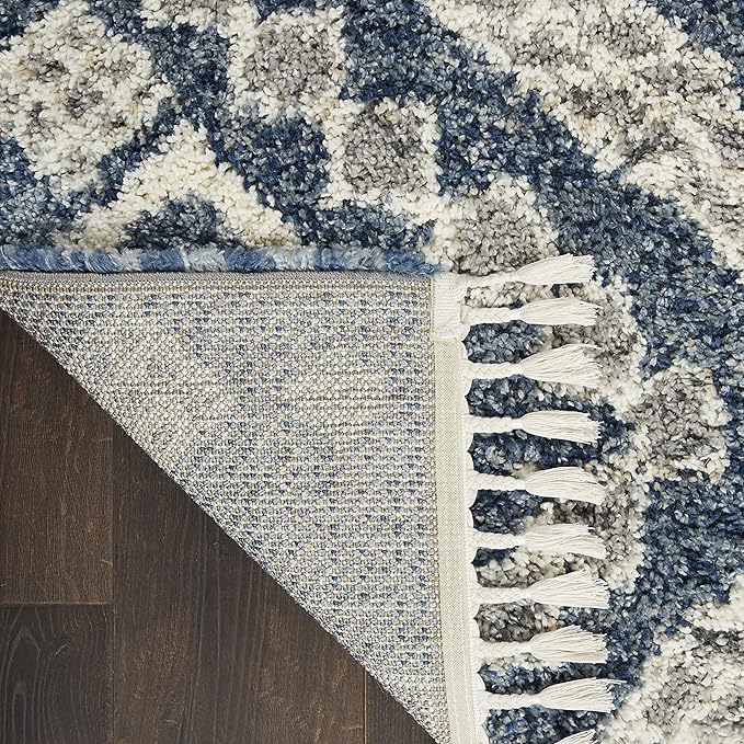 Nourison Home Scandinavian Shag Denim Blue 5'3" x 7'9" Area Rug, Easy Clean, Non Shedding, Bed Room, Living Room, Dining Room, Kitchen (5x8)