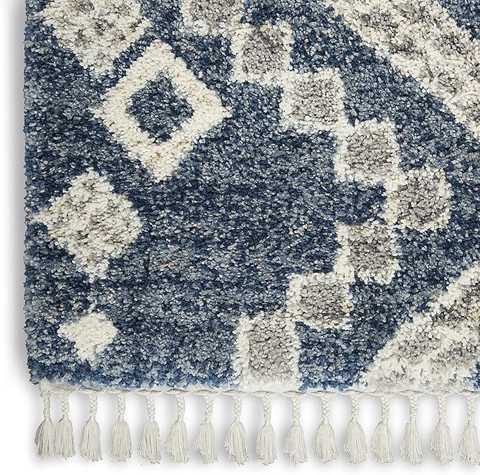 Nourison Home Scandinavian Shag Denim Blue 4' x 6' Area Rug, Easy Clean, Non Shedding, Bed Room, Living Room, Dining Room, Kitchen (4x6)