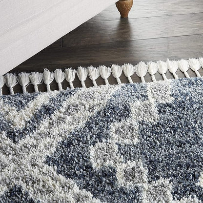Nourison Home Scandinavian Shag Denim Blue 4' x 6' Area Rug, Easy Clean, Non Shedding, Bed Room, Living Room, Dining Room, Kitchen (4x6)