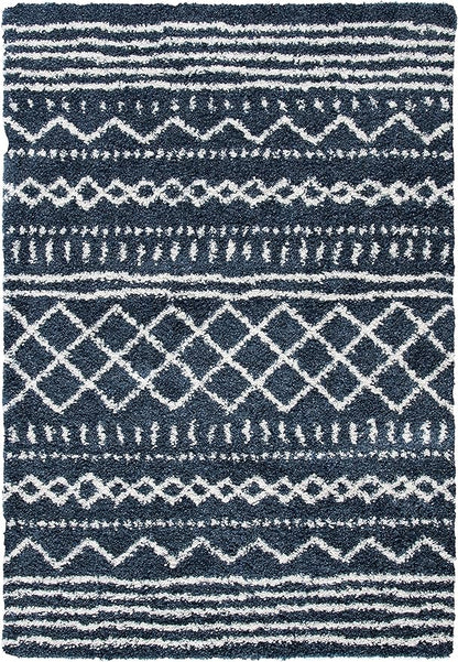 SAFAVIEH Arizona Shag Collection Area Rug - 5'1" x 7'6", Slate Blue & Ivory, Moroccan Design, Non-Shedding & Easy Care, 1.6-inch Thick Ideal for High Traffic Areas in Living Room, Bedroom (ASG741L)