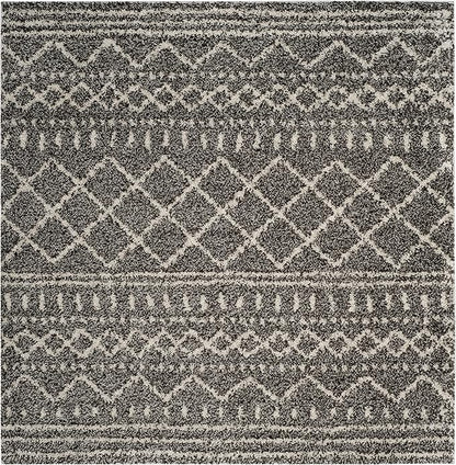 SAFAVIEH Arizona Shag Collection Area Rug - 5'1" Square, Brown & Ivory, Moroccan Design, Non-Shedding & Easy Care, 1.6-inch Thick Ideal for High Traffic Areas in Living Room, Bedroom (ASG741B)