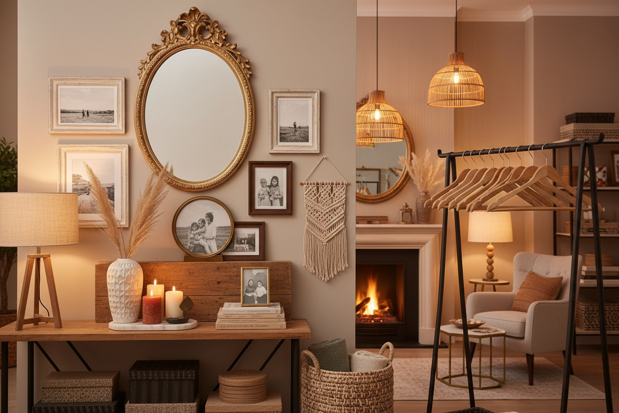 Mirrors, picture frames, props, lighting, hangers, storage items, etc. for Haven & Hearth shop