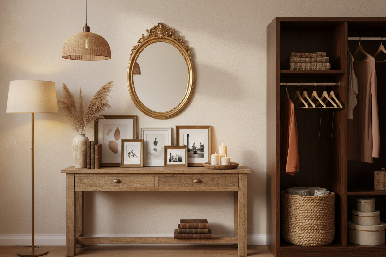 Mirrors, picture frames, props, lighting, hangers, storage items, etc. for Haven & Hearth shop