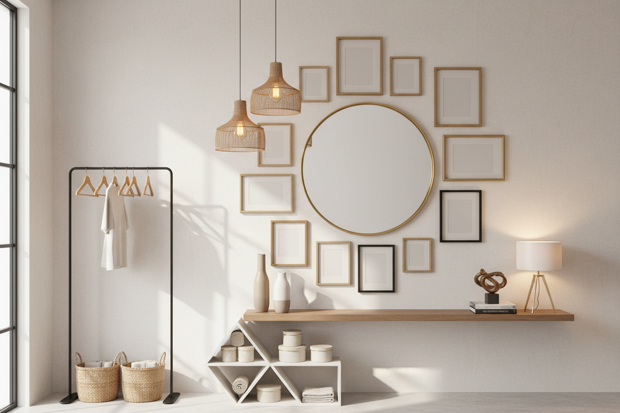 Mirrors, picture frames, props, lighting, hangers, storage items, etc.